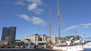 Historisches Schiff im Hafen von Oslo